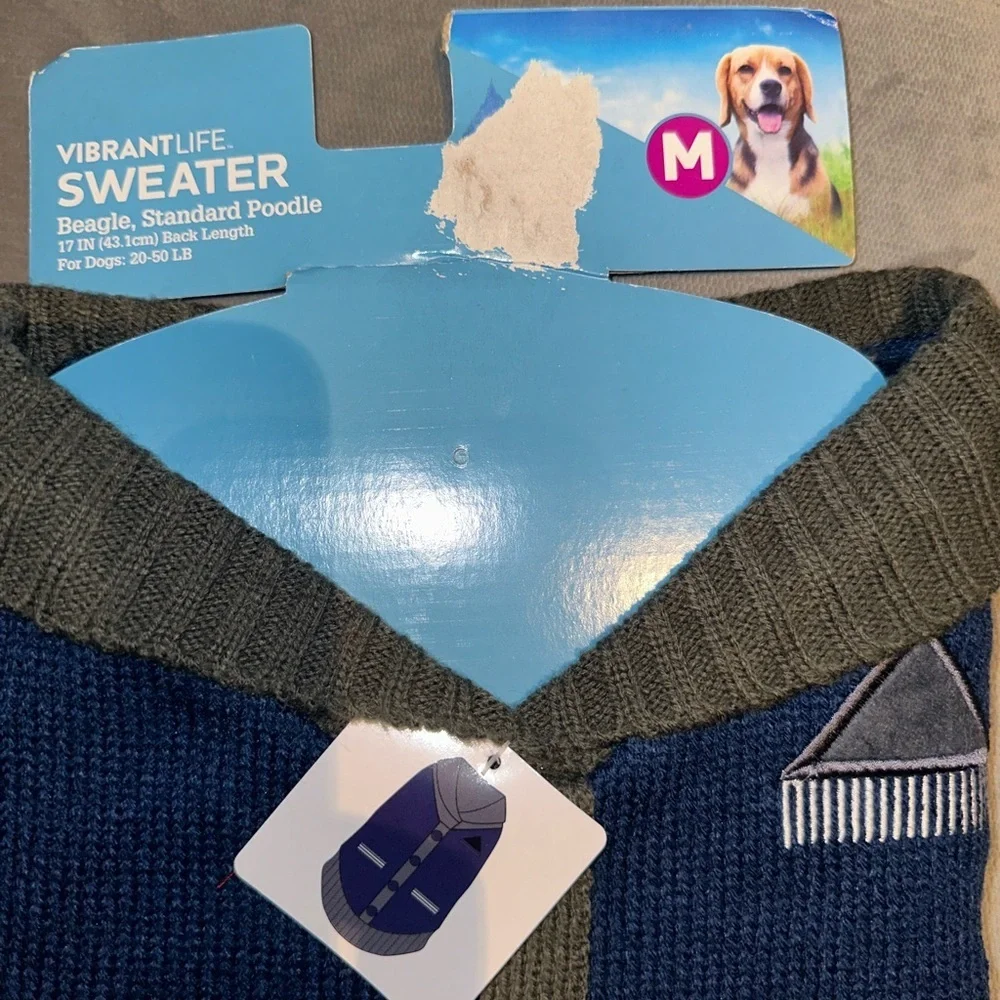 NEW Vibrate Life Pet / Dog Vibrant Navy and gray Cardigan